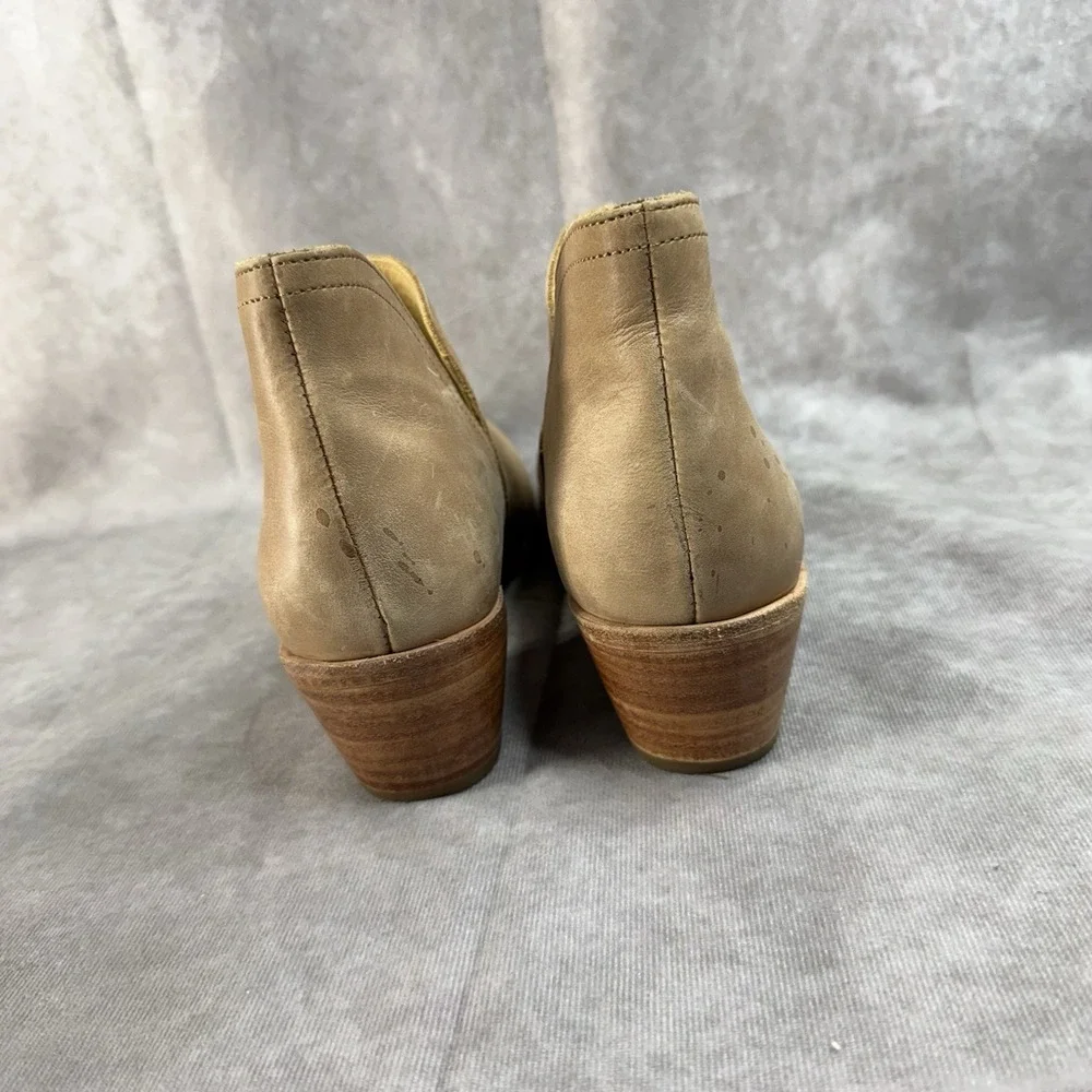 Nisolo Mia Leather Western Chunky Block Heel Ankle Bootie‎ In Tan Women's Size 9